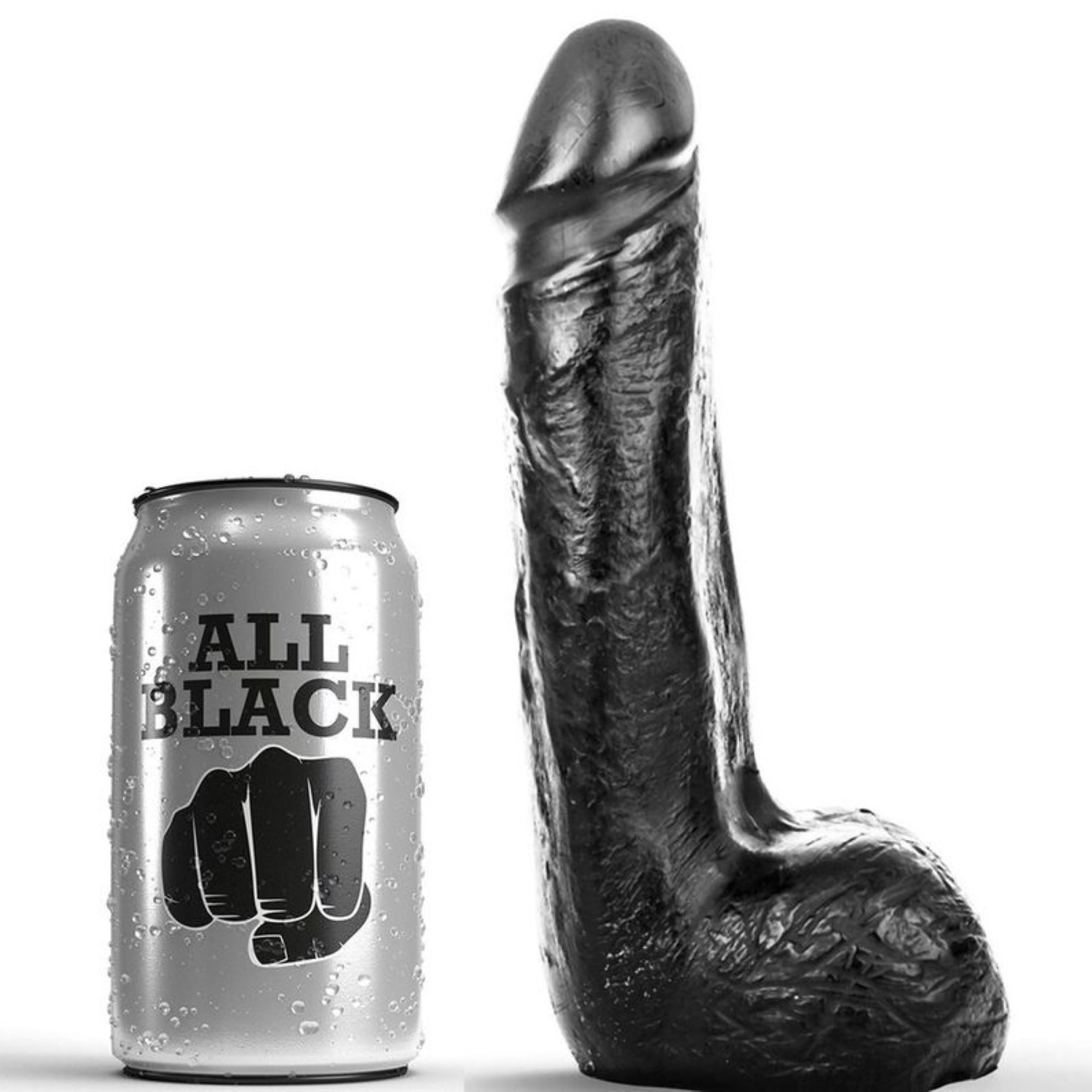 Ρεαλιστικό Smoth Dildo με Όρχεις Μαύρο 20cm - All Black