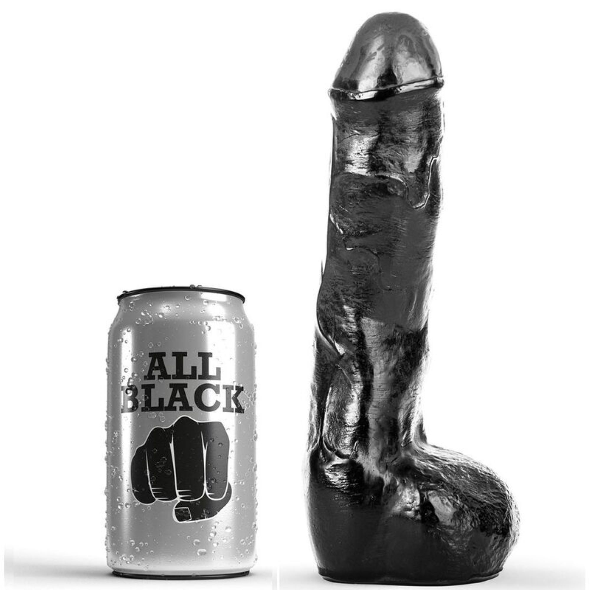 Ρεαλιστικό Dildo με Όρχεις Μαύρο 20cm - All Black