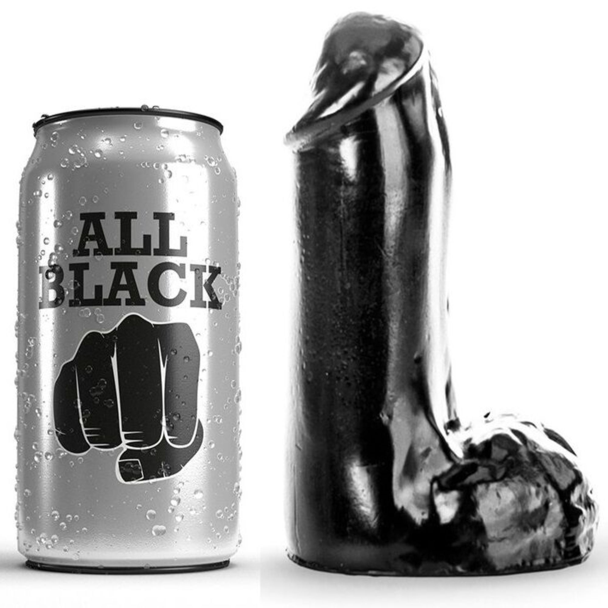 Ρεαλιστικό Πρωκτικό Dildo με Όρχεις Μαύρο 13cm - All Black